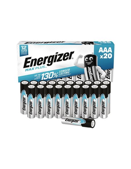 PILES ENERGIZER MAX PLUS ALKALINE AAA PACK DE 20 UNITES