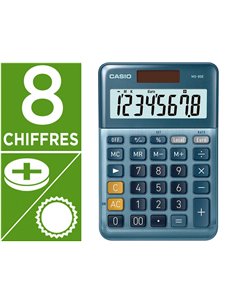 CALCULATRICE CASIO BUREAU MS80E GRAN ECRAN 8 CHIFFRES EURO CONVERTISSEUR MEMOIRE  SOLAIRE/PILE COULEUR BLEU