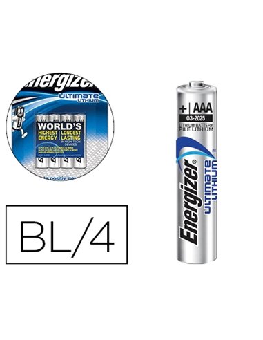 PILE ENERGIZER AAA ULTIMATE LITHIUM AAA BLISTER 4 UNITÉS