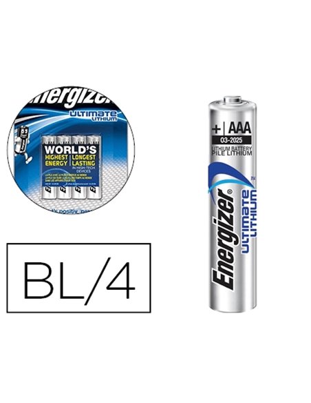PILE ENERGIZER AAA ULTIMATE LITHIUM AAA BLISTER 4 UNITÉS