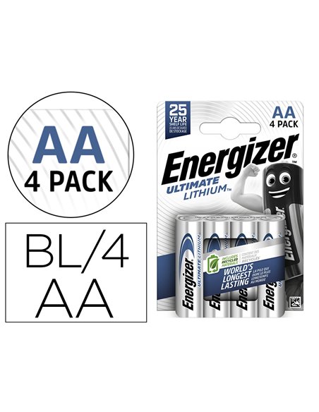 PILE ENERGIZER AA ULTIMATE LITHIUM AA BLISTER 4 UNITÉS