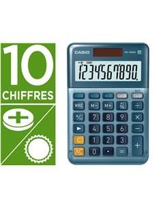 CALCULATRICE CASIO BUREAU MS100EM GRAN ECRAN 10 CHIFFRES EURO CONVERTISSEUR MEMOIRE SOLAIRE/PILE COULEUR