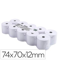 BOBINE EXACOMPTA CALCULATRICES PAPIER OFFSET EXTRA-BLANC 60G 1 PLI 74X70MM MANDRIN 12MM MÉTRAGE 40M LOT 10 ROULEAUX