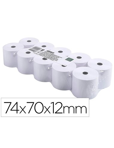 BOBINE EXACOMPTA CALCULATRICES PAPIER OFFSET EXTRA-BLANC 60G 1 PLI 74X70MM MANDRIN 12MM MÉTRAGE 40M LOT 10 ROULEAUX