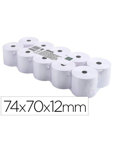 BOBINE EXACOMPTA CALCULATRICES PAPIER OFFSET EXTRA-BLANC 60G 1 PLI 74X70MM MANDRIN 12MM MÉTRAGE 40M LOT 10 ROULEAUX