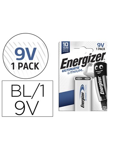 PILE ENERGIZER 9V ULTIMATE LITHIUM BLISTER 1 UNITÉ