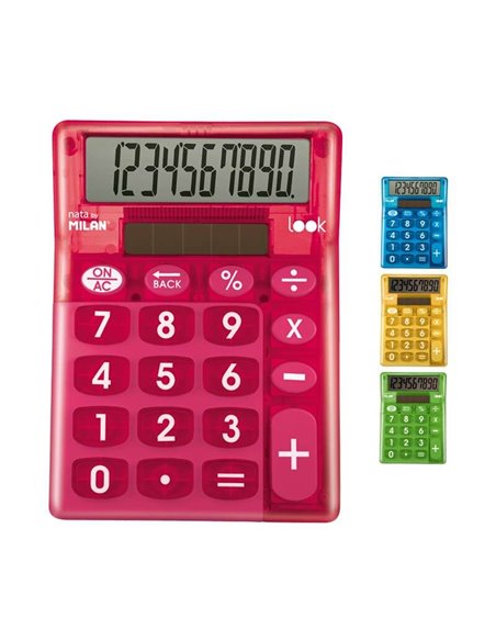 Coffret de présentation Milan Look, lot de 6 calculatrices à 10 chiffres, calculatrice de bureau, grandes touches, touche de cor