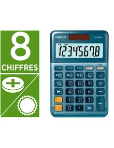 CALCULATRICE CASIO BUREAU 4 OPERATIONS CALCUL TAXE  POURCENTAGE CORRECTION RAPIDE BOITIER COULEUR BLEU