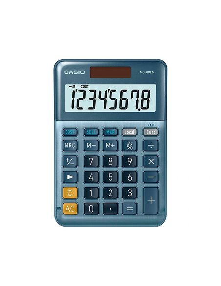 CALCULATRICE CASIO BUREAU 4 OPERATIONS CALCUL TAXE  POURCENTAGE CORRECTION RAPIDE BOITIER COULEUR BLEU