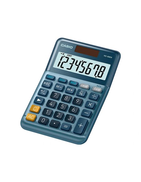 CALCULATRICE CASIO BUREAU 4 OPERATIONS CALCUL TAXE  POURCENTAGE CORRECTION RAPIDE BOITIER COULEUR BLEU