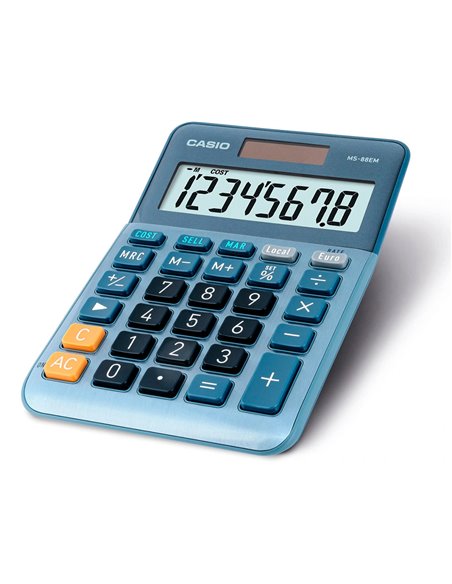 CALCULATRICE CASIO BUREAU 4 OPERATIONS CALCUL TAXE  POURCENTAGE CORRECTION RAPIDE BOITIER COULEUR BLEU