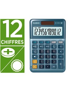 CALCULATRICE CASIO BUREAU MS120EM GRAN ECRAN 12 CHIFFRES EURO CONVERTISSEUR MEMOIRE SOLAIRE/PILE COULEUR