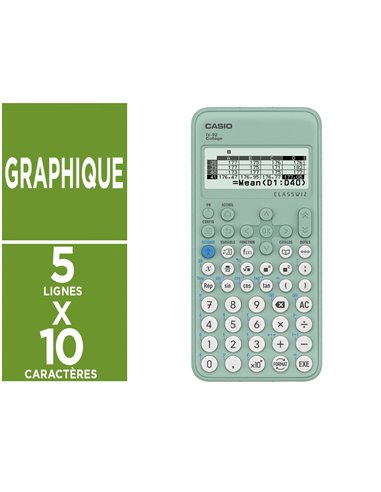 CALCULATRICE CASIO SCIENTIFIQUE FX 92 COLLÈGE ÉCRAN GÉANT 5 LIGNES STATISTIQUES TABLEAU VALEURS 166X77X14MM 100G
