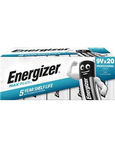 PILES ENERGIZER MAX PLUS 9V PACK DE 20 UNITES