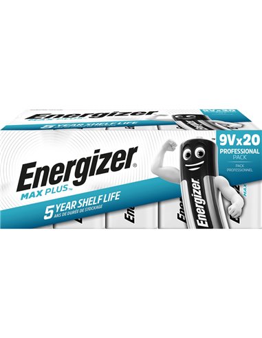 PILES ENERGIZER MAX PLUS 9V PACK DE 20 UNITES