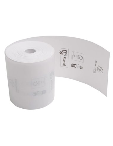 BOBINE THERMIQUE EXACOMPTA TICKETS CAISSE 1 PLI 80X72MM  76M 48GR SANS PHENOL PLASTIQUEBOITE DE 10