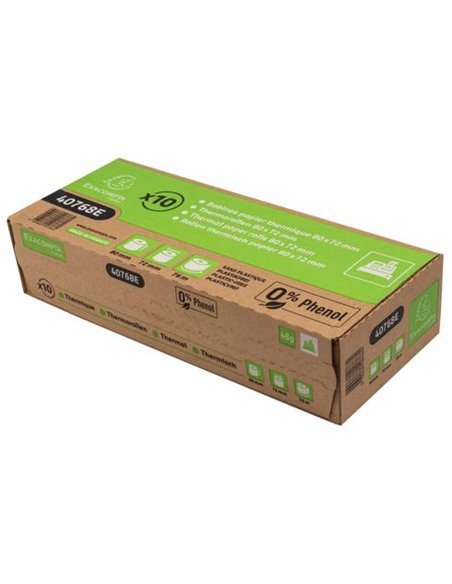 BOBINE THERMIQUE EXACOMPTA TICKETS CAISSE 1 PLI 80X72MM  76M 48GR SANS PHENOL PLASTIQUEBOITE DE 10