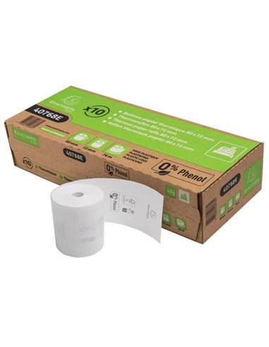 BOBINE THERMIQUE EXACOMPTA TICKETS CAISSE 1 PLI 80X72MM  76M 48GR SANS PHENOL PLASTIQUEBOITE DE 10