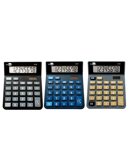 CALCULATRICE DE BUREAU LIDERPAPEL XF16 8 CHIFFRES  SOLAIRE ET PILES 127X105X24 MM PR SENTOIR DE 10U