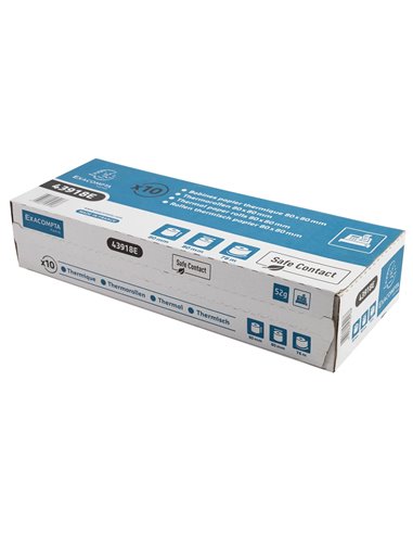 BOBINE THERMIQUE EXACOMPTA EXABLUE 80X80MM LONG. 76M 52G/M2 IMPRESSION VERSO TRES LONGUE CONSERVATION PAQUET 10 UNITES