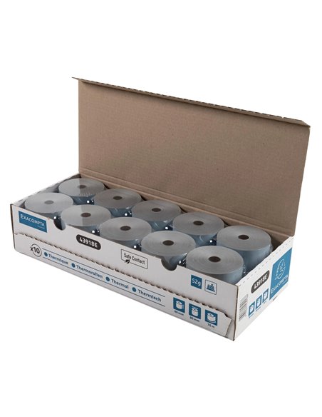 BOBINE THERMIQUE EXACOMPTA EXABLUE 80X80MM LONG. 76M 52G/M2 IMPRESSION VERSO TRES LONGUE CONSERVATION PAQUET 10 UNITES
