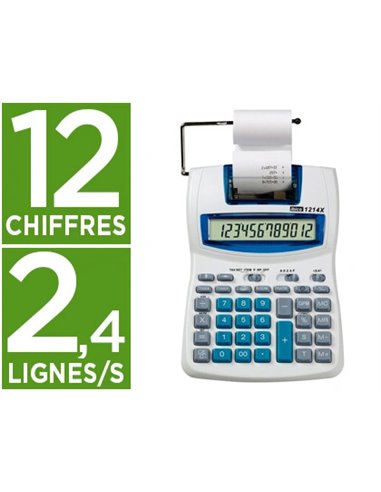 CALCULATRICE IBICO 1214X IMPRIMANTE 12 CHIFFRES TOUCHE MARGE BÉNÉFICIAIRE 152X218X55MM 445G IMPRESSION BICOLORE