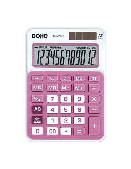 Calculatrice électronique Dohe à 12 chiffres - Fonctionne à l'énergie solaire et à piles - 4 touches de mémoire - Arrêt automati