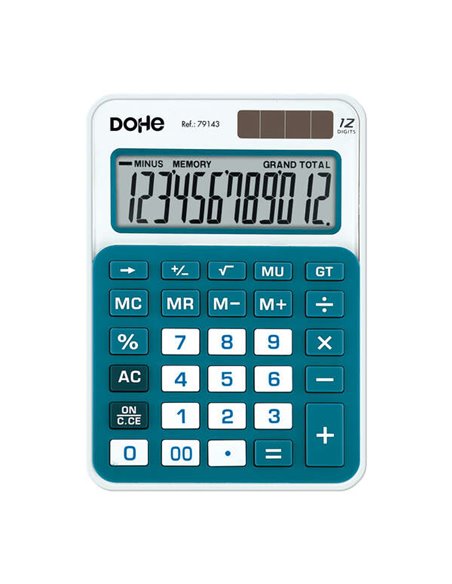 Calculatrice de bureau Dohe Medium 12 chiffres - Grandes touches - 4 touches de mémoire - Arrêt automatique - Alimentation solai