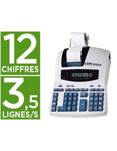 CALCULATRICE IBICO 1232X IMPRIMANTE PROFESSIONNELLE BICOLORE 12 CHIFFRES CONVERSION FRANC/EURO 230X300X75MM 1.8KG