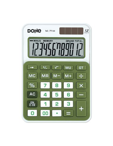 Calculatrice électronique Dohe à 12 chiffres - Fonctionne à l'énergie solaire et à piles - 4 touches de mémoire - Arrêt automati