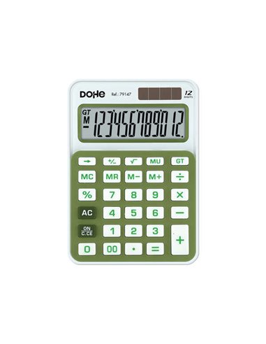 Calculatrice de bureau Dohe à 12 chiffres - Grandes touches - 4 touches de mémoire - Arrêt automatique - Alimentation solaire et