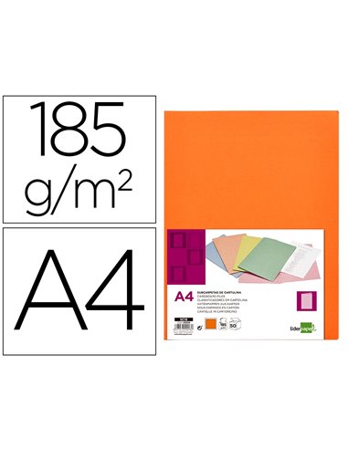 SOUS-CHEMISE LIDERPAPEL PAPIER CARTONNÉ 180G 310X230MM DOCUMENT A4 210X297MM COLORIS  ORANGE INTENSE