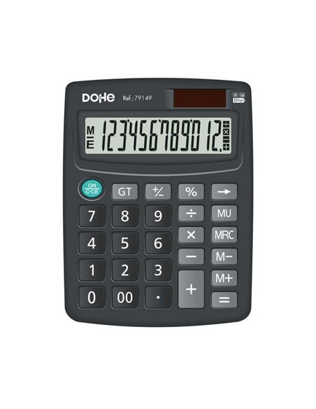 Calculatrice électronique de bureau Dohe - Écran LCD 12 chiffres - Alimentation solaire et par batterie - Grandes touches