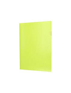 POCHETTE COIN LIDERPAPEL POLYPROPYLENE 180 MICRONS A4  210X297MM CAPACITE 20F  COLORIS JAUNE FLUO 2