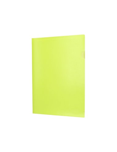 POCHETTE COIN LIDERPAPEL POLYPROPYLENE 180 MICRONS A4  210X297MM CAPACITE 20F  COLORIS JAUNE FLUO