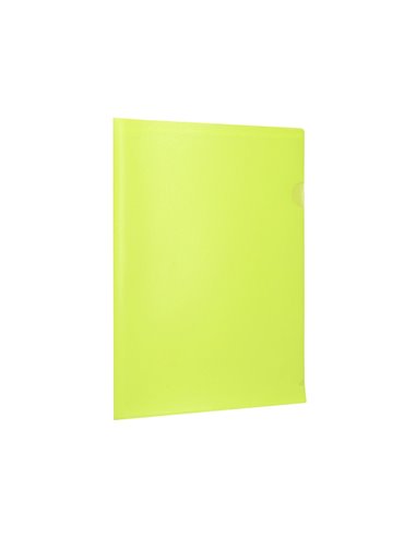 POCHETTE COIN LIDERPAPEL POLYPROPYLENE 180 MICRONS A4  210X297MM CAPACITE 20F  COLORIS JAUNE FLUO