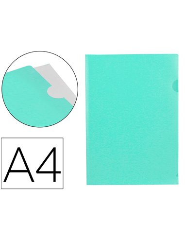 POCHETTE COIN LIDERPAPEL POLYPROPYLENE 180 MICRONS A4  210X297MM CAPACITE 20F  COLORIS VERT POMME OPAQUE