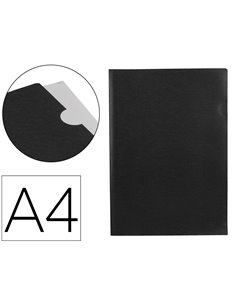 POCHETTE COIN LIDERPAPEL POLYPROPYLENE 180 MICRONS A4  210X297MM CAPACITE 20F  COLORIS NOIR OPAQUE