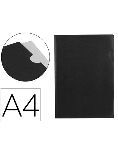 POCHETTE COIN LIDERPAPEL POLYPROPYLENE 180 MICRONS A4  210X297MM CAPACITE 20F  COLORIS NOIR OPAQUE