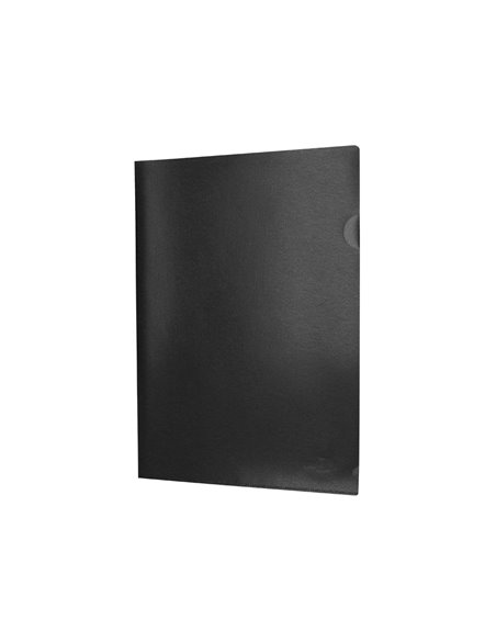 POCHETTE COIN LIDERPAPEL POLYPROPYLENE 180 MICRONS A4  210X297MM CAPACITE 20F  COLORIS NOIR OPAQUE