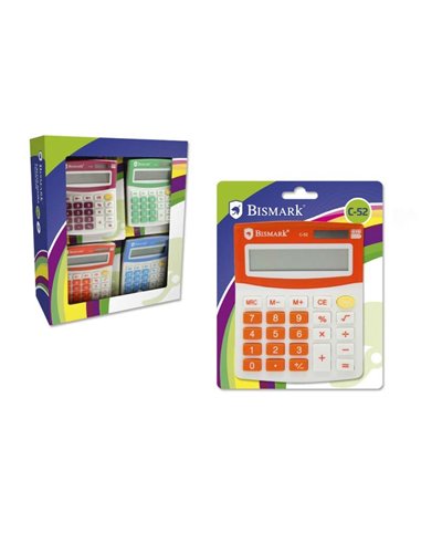 Calculatrice scolaire Bismark C-52 à 8 chiffres - Fonctions et mémoire de base - Fonctionne à l'énergie solaire et à piles - Cou