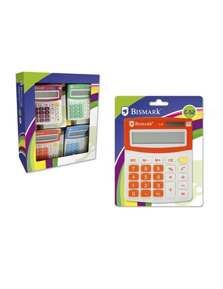 Calculatrice scolaire Bismark C-52 à 8 chiffres - Fonctions et mémoire de base - Fonctionne à l'énergie solaire et à piles - Cou