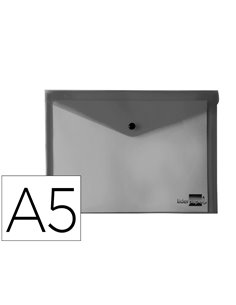 POCHETTE ENVELOPPE LIDERPAPEL POLYPROPYLENE 180 MICRONS A5  210X148MM 50F FERMETURE BOUTON RESISTANT NOIR OPAQUE