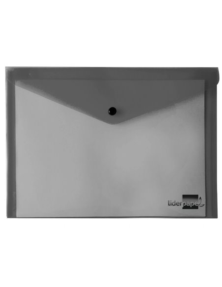 POCHETTE ENVELOPPE LIDERPAPEL POLYPROPYLENE 180 MICRONS A5  210X148MM 50F FERMETURE BOUTON RESISTANT NOIR OPAQUE