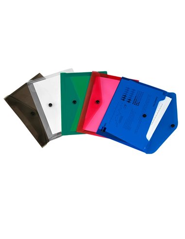 POCHETTE ENVELOPPE LIDERPAPEL POLYPROPYLENE 180 MICRONS A5  210X148MM 50F FERMETURE BOUTON RESISTANT NOIR OPAQUE