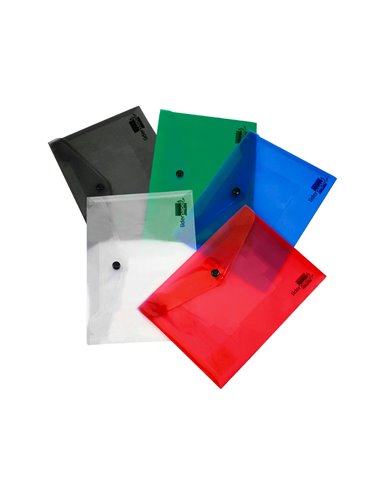 POCHETTE ENVELOPPE LIDERPAPEL POLYPROPYLENE 180 MICRONS A5  210X148MM 50F FERMETURE BOUTON RESISTANT NOIR OPAQUE