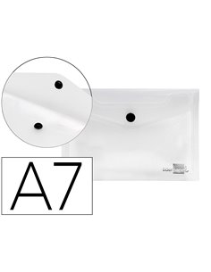 POCHETTE ENVELOPPE LIDERPAPEL POLYPROPYLÈNE 180 MICRONS A7 105X74MM 50F FERMETURE BOUTON RÉSISTANT TRANSPARENT