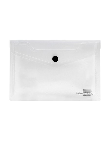 POCHETTE ENVELOPPE LIDERPAPEL POLYPROPYLÈNE 180 MICRONS A7 105X74MM 50F FERMETURE BOUTON RÉSISTANT TRANSPARENT