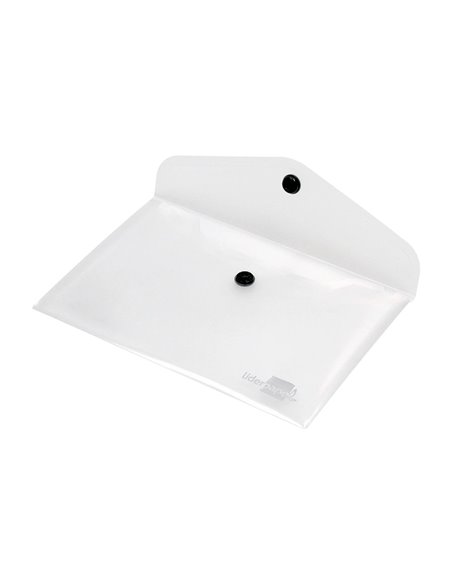 POCHETTE ENVELOPPE LIDERPAPEL POLYPROPYLÈNE 180 MICRONS A7 105X74MM 50F FERMETURE BOUTON RÉSISTANT TRANSPARENT