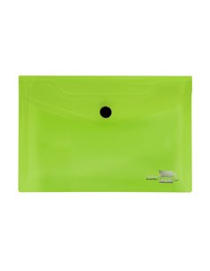 POCHETTE ENVELOPPE LIDERPAPEL POLYPROPYLÈNE 180 MICRONS A7 105X74MM 50F FERMETURE BOUTON RÉSISTANT TRANSPARENT VERT 2